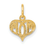 14K Gold MOM Heart Charm with Polished Finish  Gift Ready