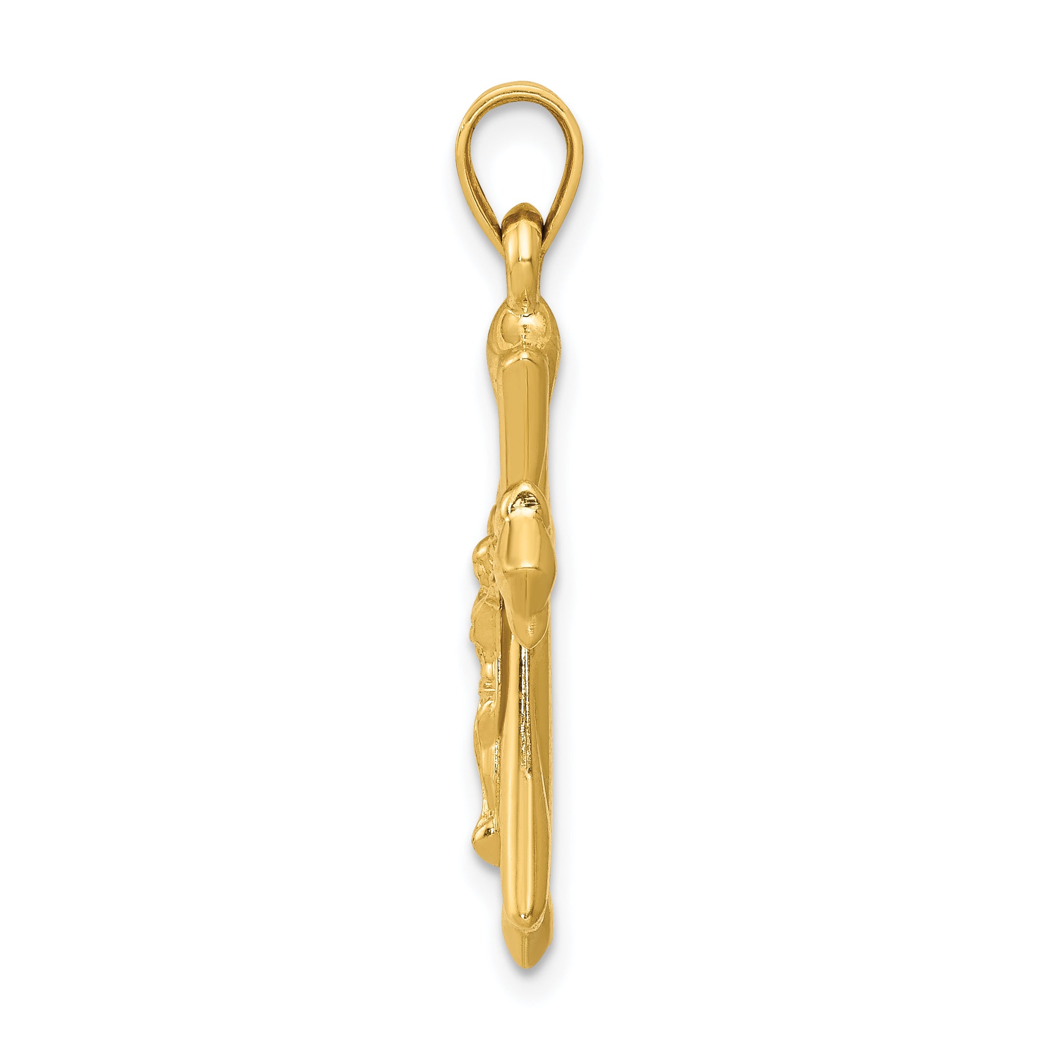 14K Gold Reversible Crucifix Pendant with Polished Finish