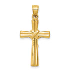 14K Gold Reversible Crucifix Pendant with Polished Finish Hollow Design
