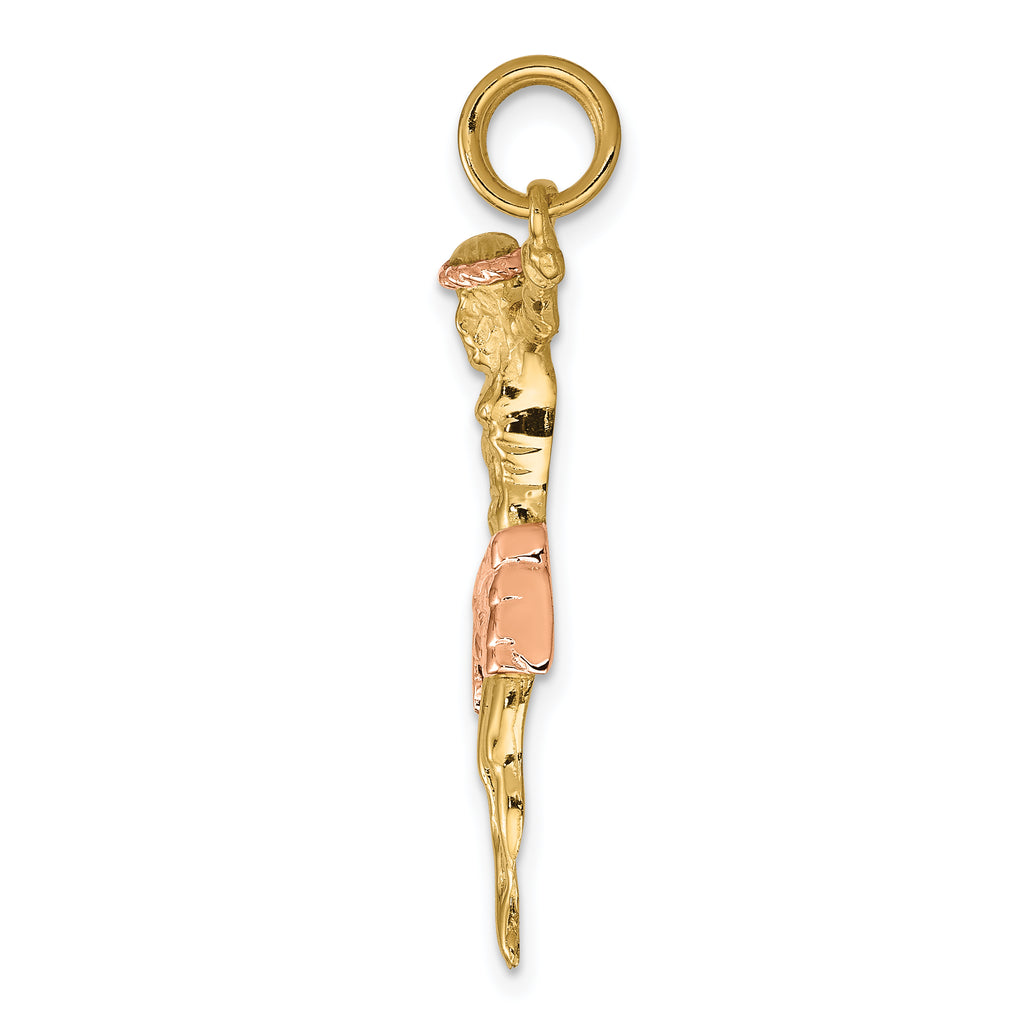 14K Two-Tone Gold Rose Corpus Pendant Elegant Design by Sophia Jewelers