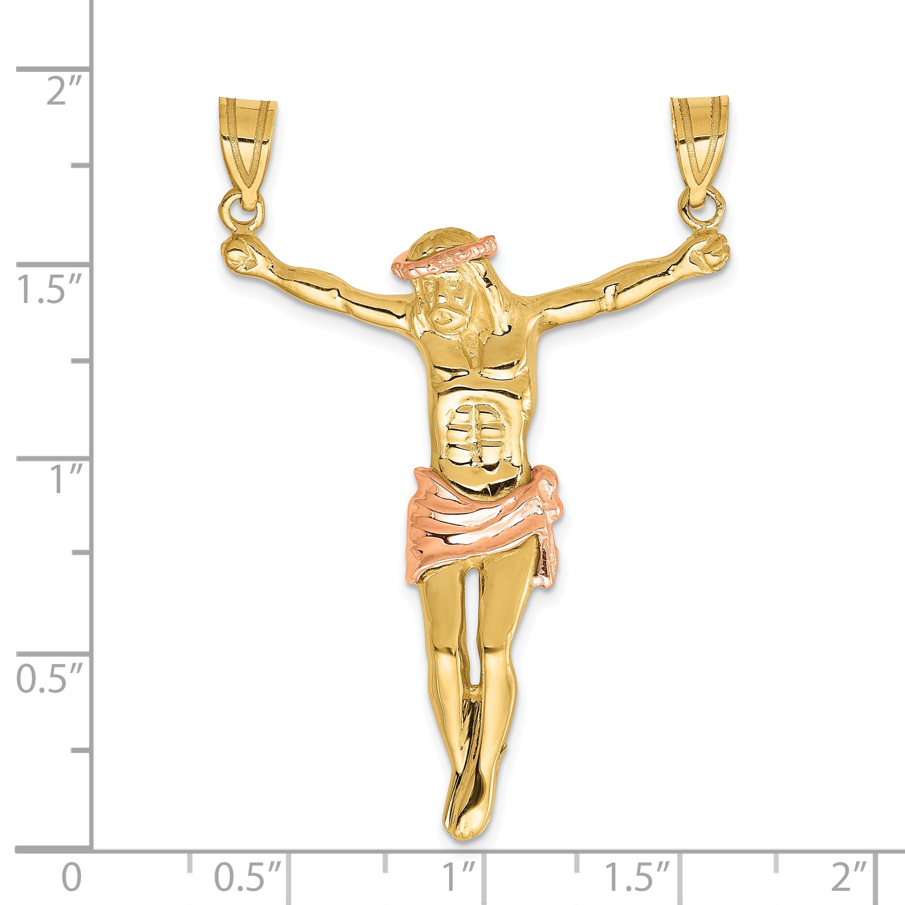 14K Two-Tone Gold Corpus Pendant with Rose Accents 51mm Elegant and Unique.