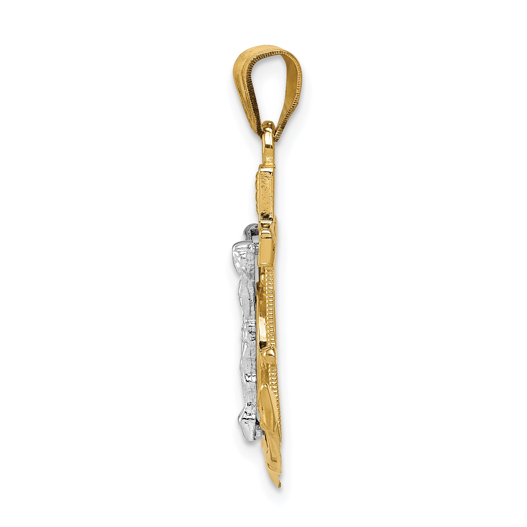 14K Two-Tone Gold MarinerÃÂ¢Ã¢âÂ¬Ã¢âÂ¢s Cross Pendant with Diamond-Cut Detailing 28mm Secondary image