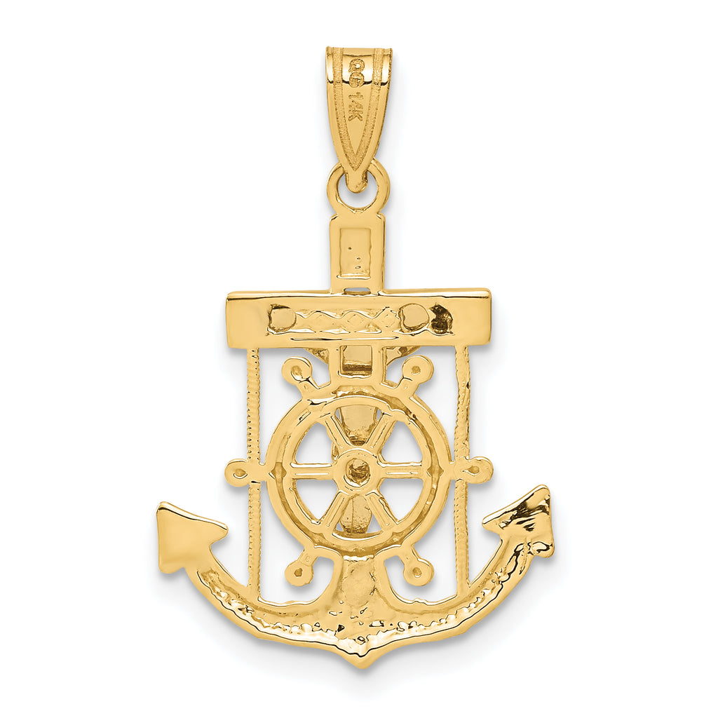 14K Two-Tone Gold MarinerÃÂ¢Ã¢âÂ¬Ã¢âÂ¢s Cross Pendant with Diamond-Cut Detailing 28mm