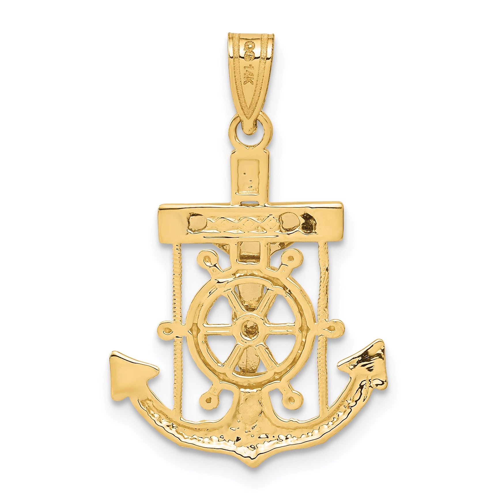 14K Two-Tone Gold MarinerÃÂ¢Ã¢âÂ¬Ã¢âÂ¢s Cross Pendant with Diamond-Cut Detailing 28mm
