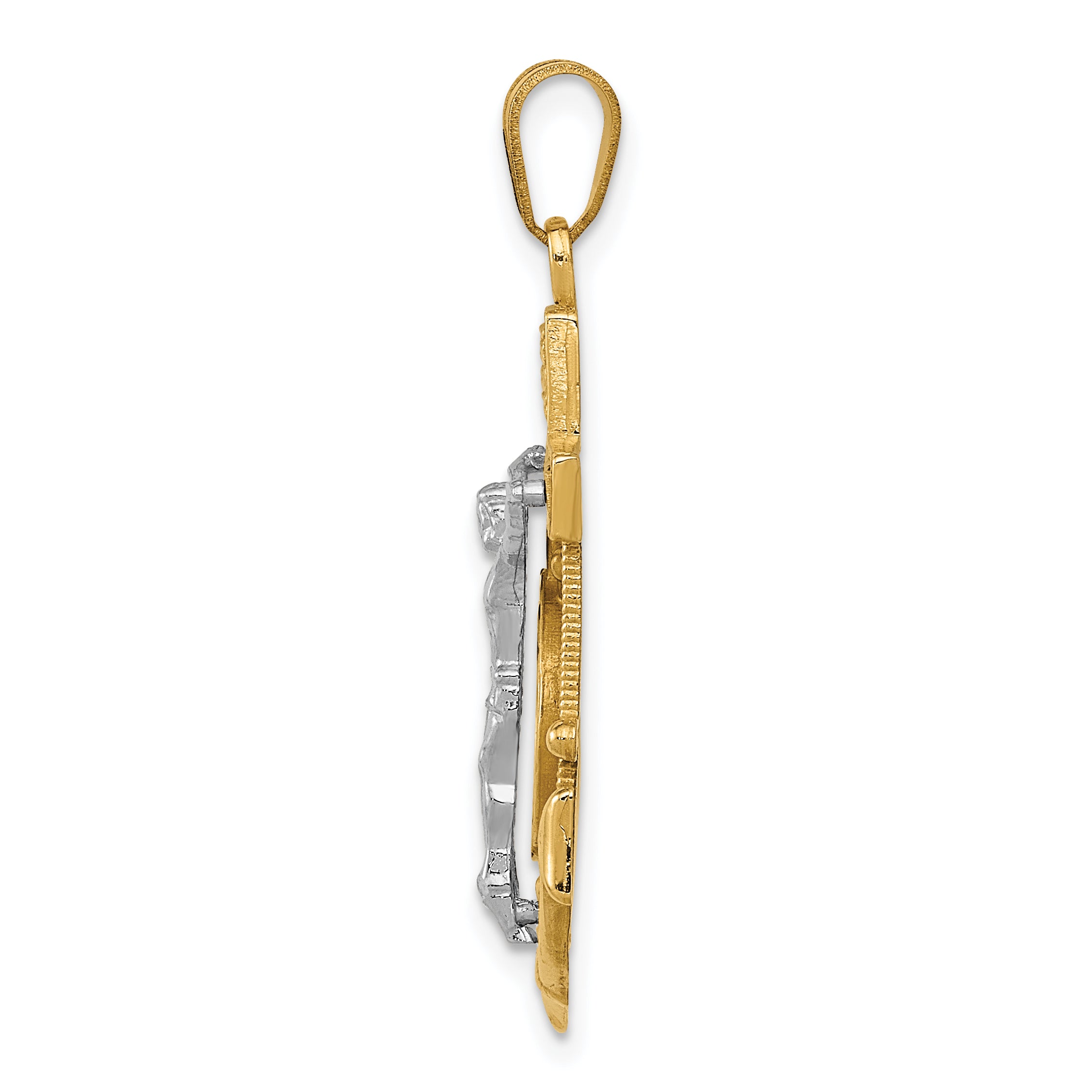 14K Two-Tone Gold Mariner's Cross Pendant with Diamond-Cut Detailing Secondary image