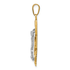 14K Two-Tone Gold Mariner's Cross Pendant with Diamond-Cut Detailing