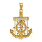 14K Two-Tone Gold Mariner's Cross Pendant with Diamond-Cut Detailing
