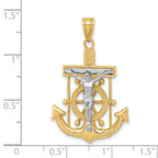 14K Two-Tone Gold Mariner's Cross Pendant with Diamond-Cut Detailing