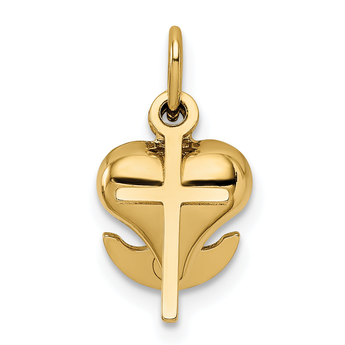 14K Gold 3D Faith, Hope, and Charity Charm Elegant Themed Pendant