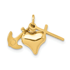 14K 3D Faith, Hope And Charity Charm