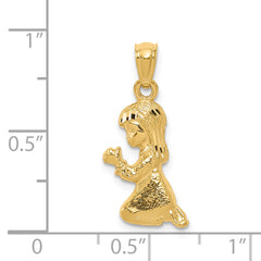 14K Gold Praying Girl Pendant with Solid Cast Design Elegant & Themed Charm