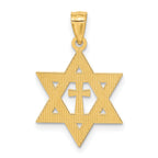 Star of David with Cross Pendant in 14K Yellow Gold