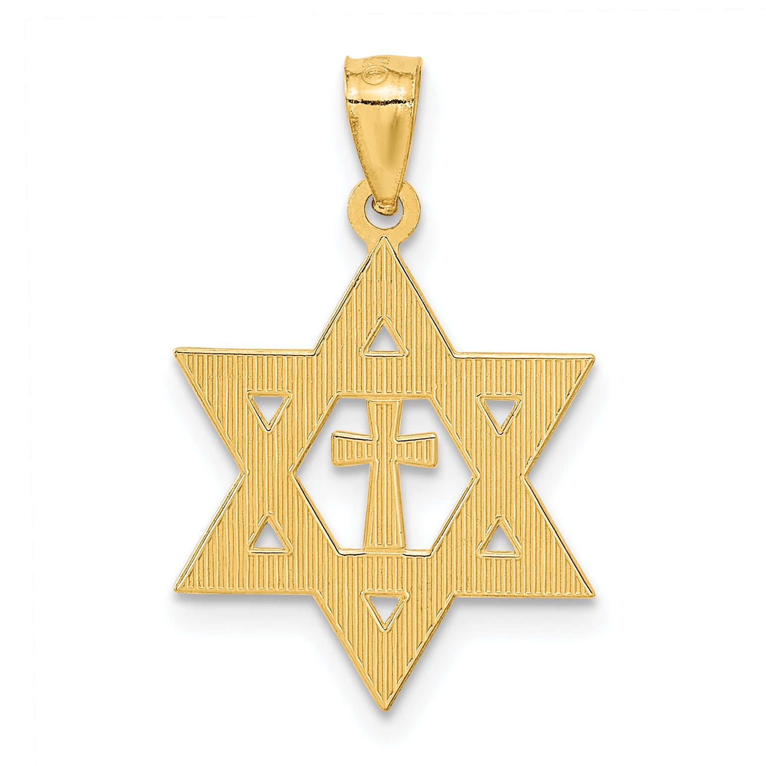 Star of David with Cross Pendant in 14K Yellow Gold