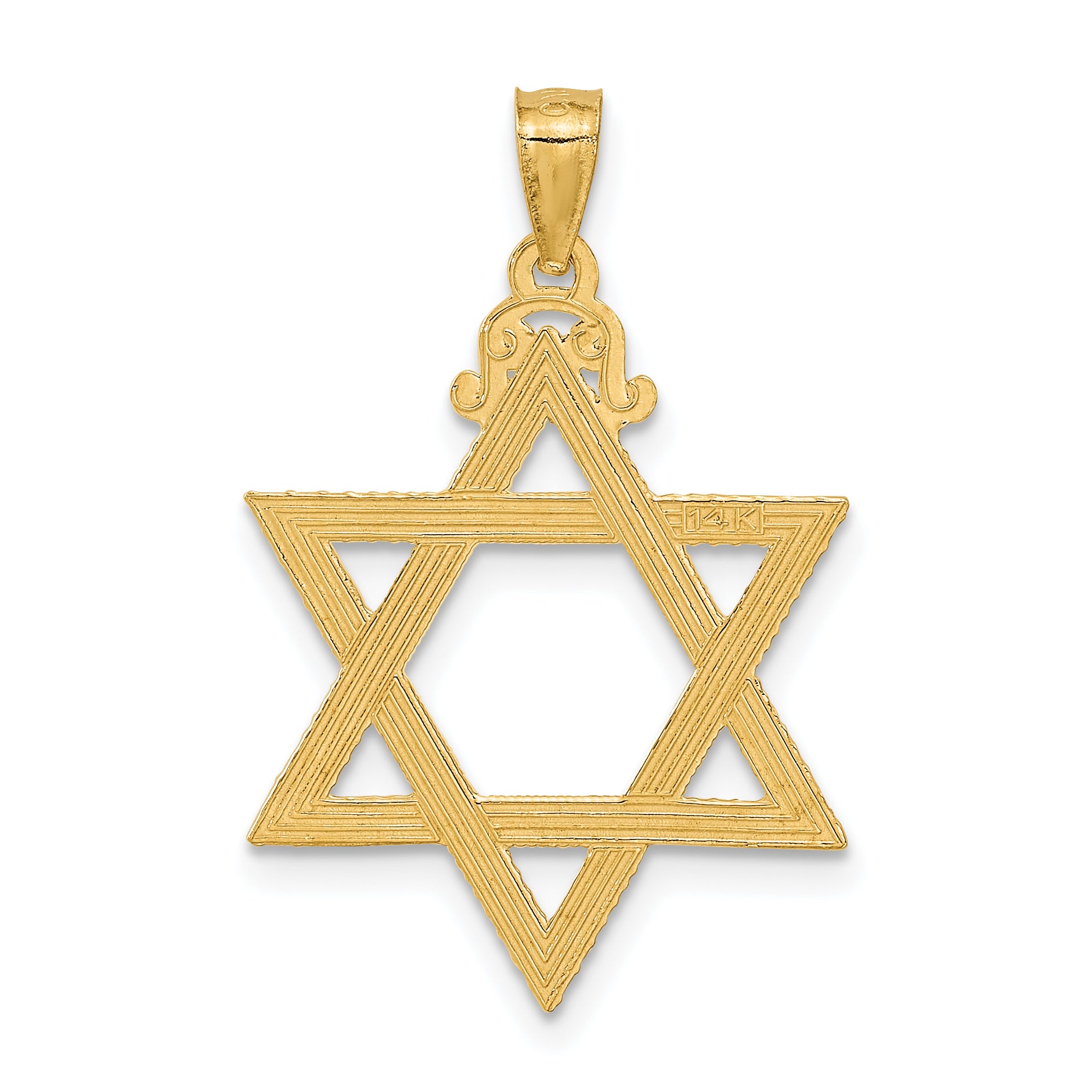 14K Gold Diamond-Cut Star of David Pendant  Elegant & Solid Design