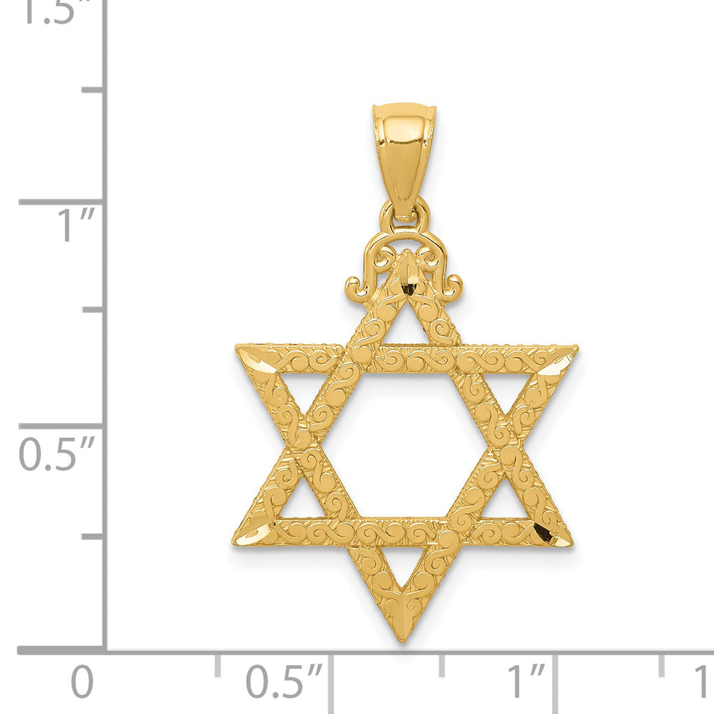 14K Gold Diamond-Cut Star of David Pendant  Elegant & Solid Design
