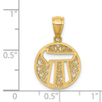 14K Gold Filigree Chai Pendant with Polished Finish Elegant Design