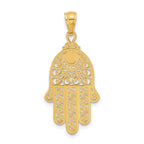 14K Gold Diamond-Cut Filigree Chamseh Pendant  Elegant and Themed Style