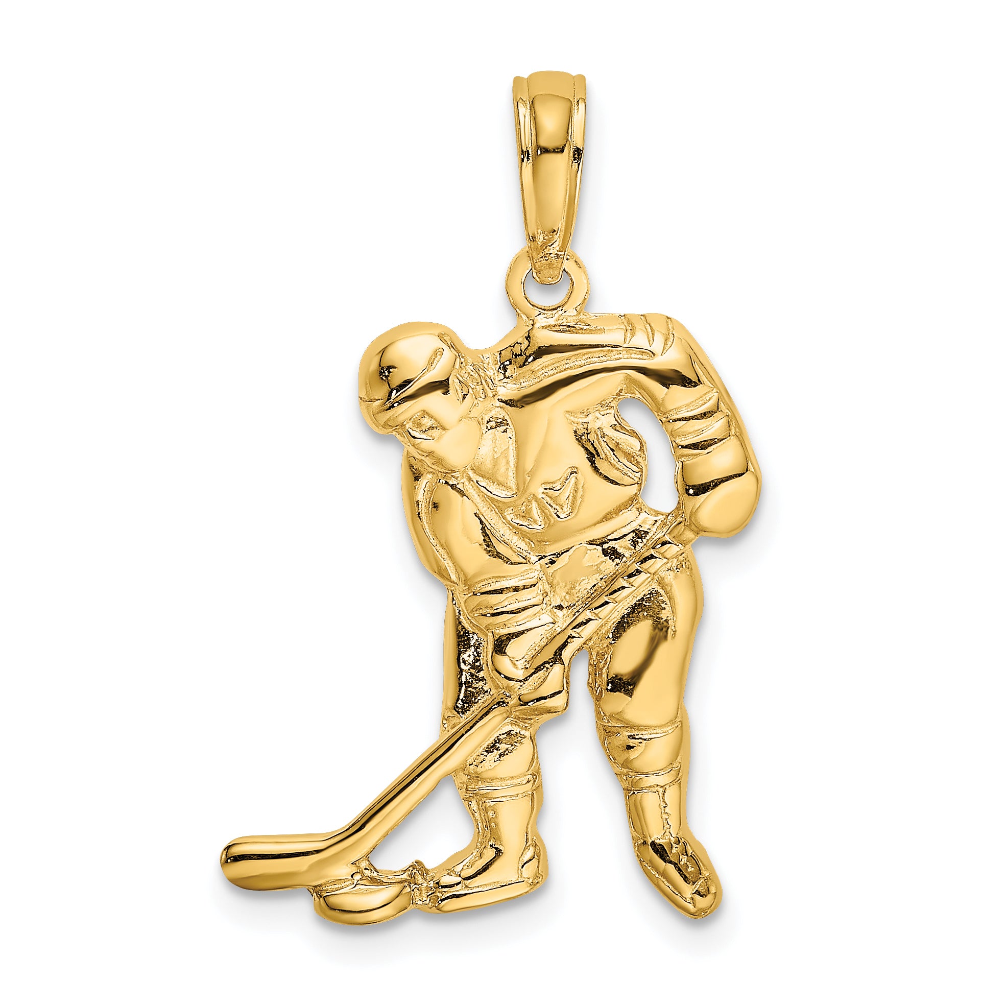 14k Hockey Player with Stick and Puck Charm Main image