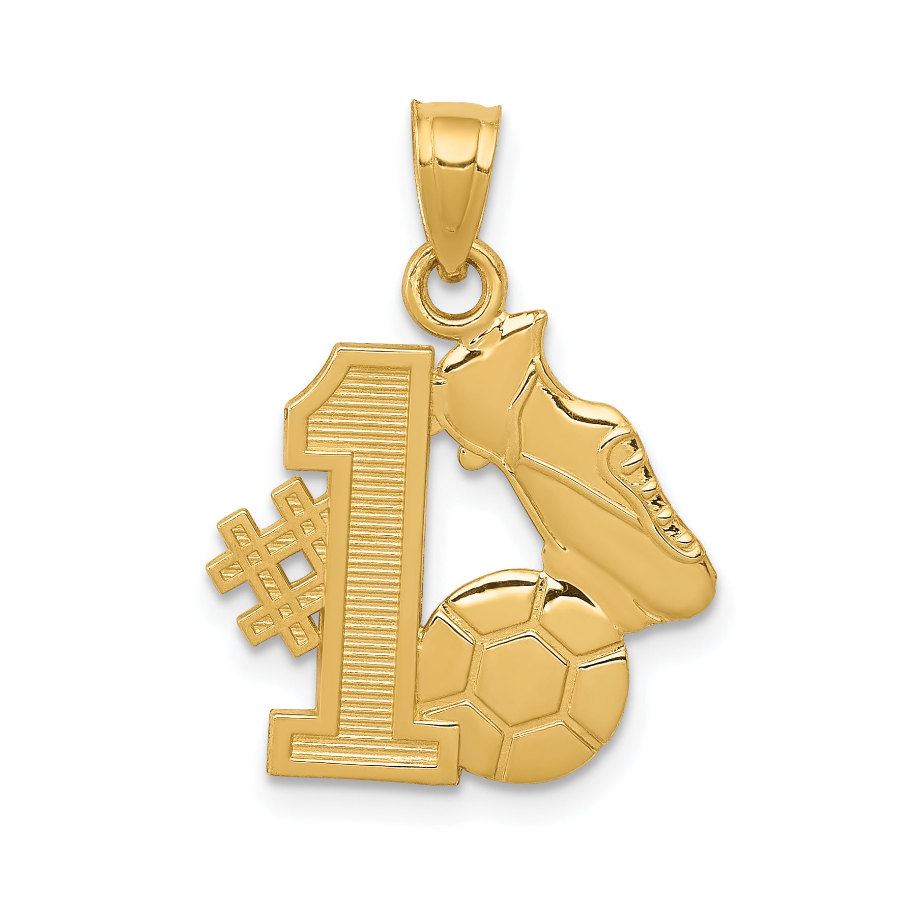 14K #1 Soccer Ball With Cleats Pendant Main image