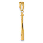 14K Gold 3D Baseball Bat Pendant, Polished Finish for Men
