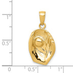 14K Gold Polished Baseball Glove and Ball Pendant for Men