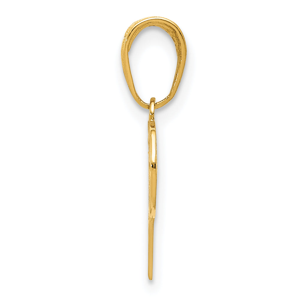 14K Gold Basketball Hoop Pendant with Polished Finish and Textured Design