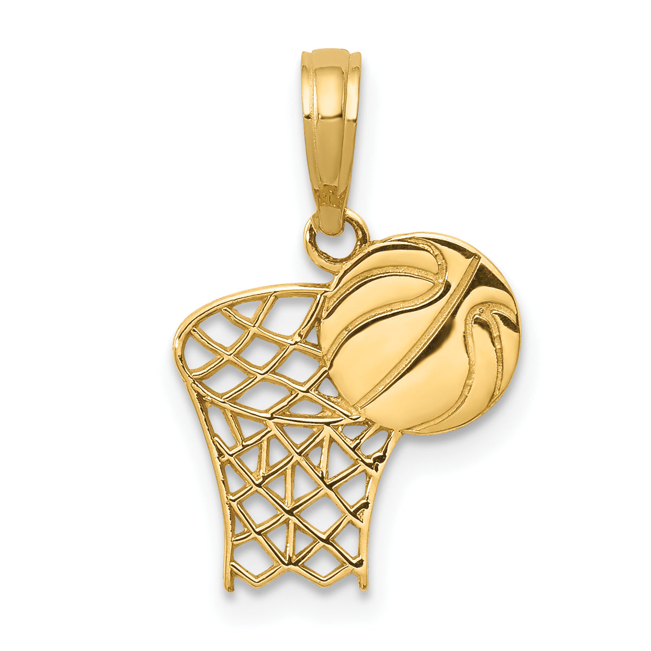 14k Basketball Hoop and Ball Pendant Main image