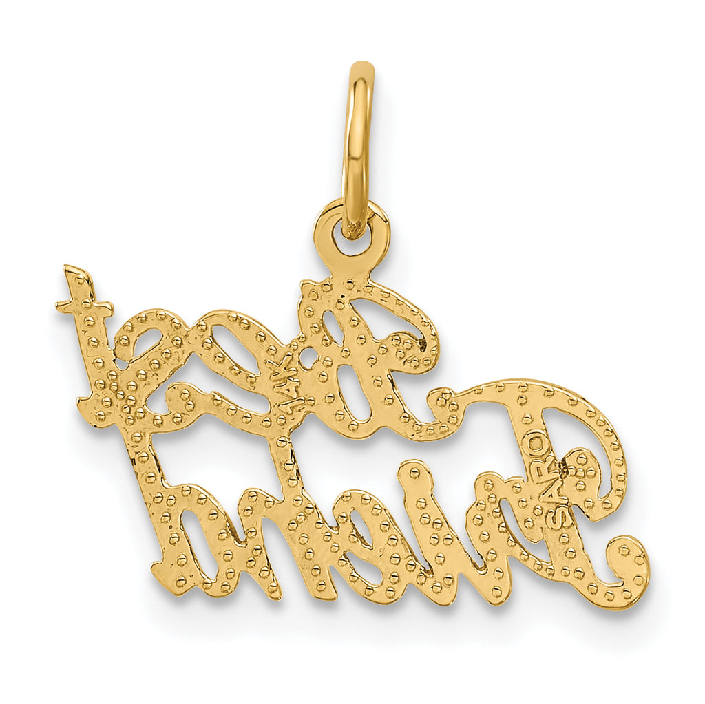 14K Gold Best Friend Charm with Polished Finish Solid and Elegant