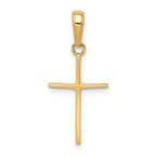 14K Gold Polished Cross Pendant with Solid Flat-Back Design by Sophia Jewelers
