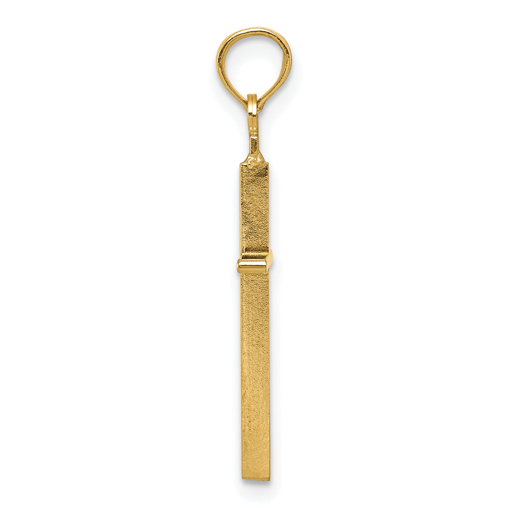 14K Gold Polished Cross Pendant with Solid Cast Design