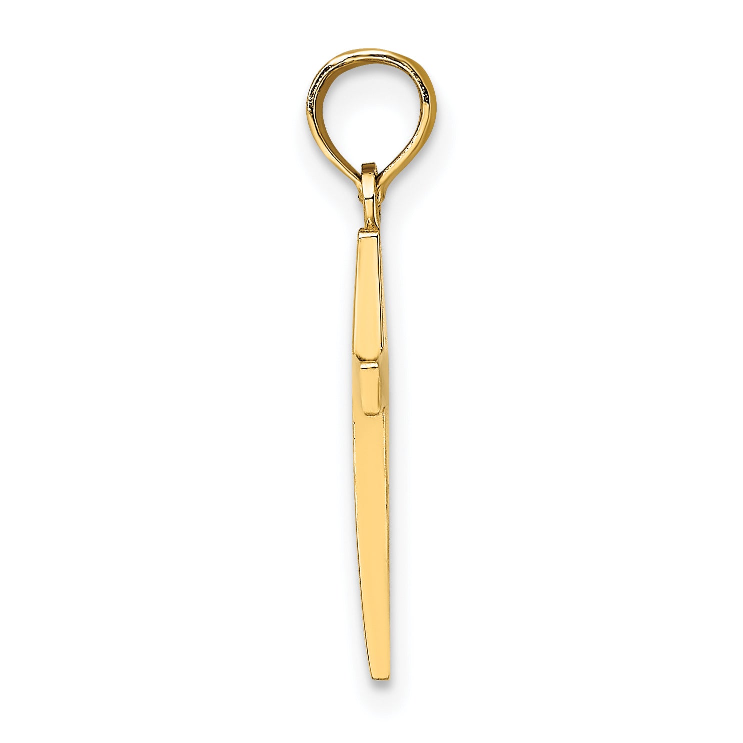 14K Gold Polished Beveled Cross Charm  Solid, Elegant Design