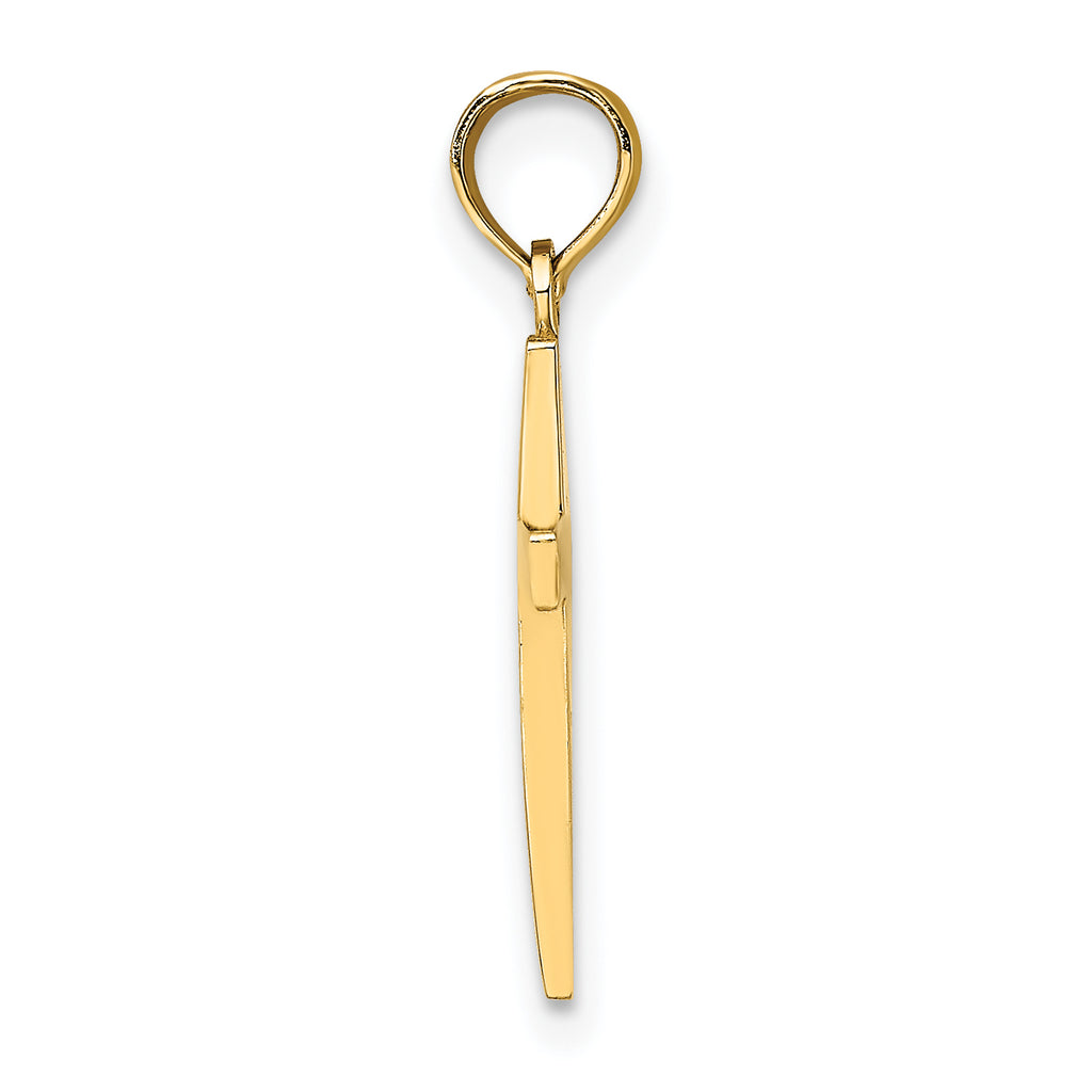 14K Gold Polished Beveled Cross Charm  Solid, Elegant Design