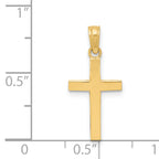 14K Gold Polished Beveled Cross Charm  Solid, Elegant Design