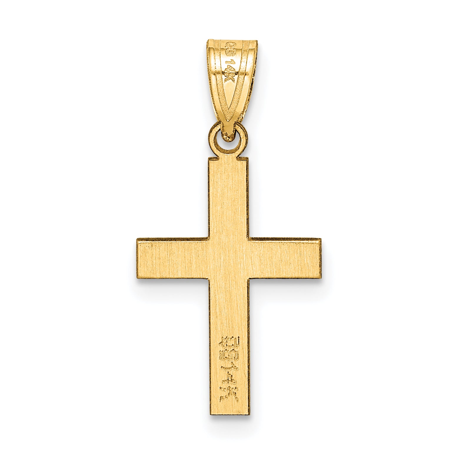 14K Gold Polished Cross Charm with Elegant Design