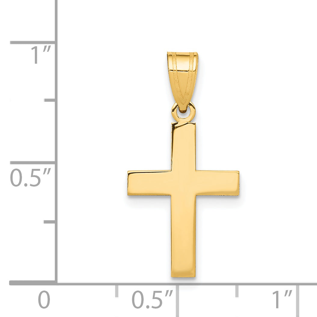 14K Gold Polished Cross Charm with Elegant Design