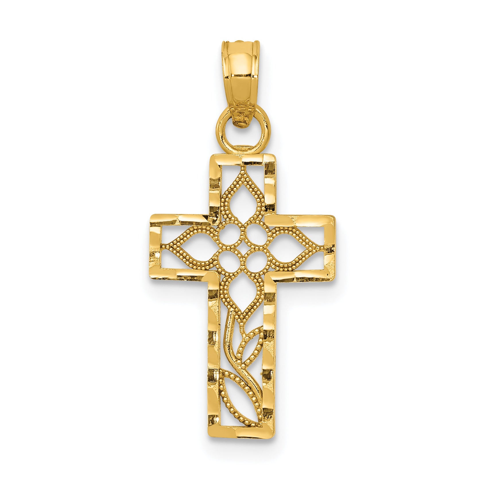 14k Diamond-cut Filigree Cross Pendant Main image