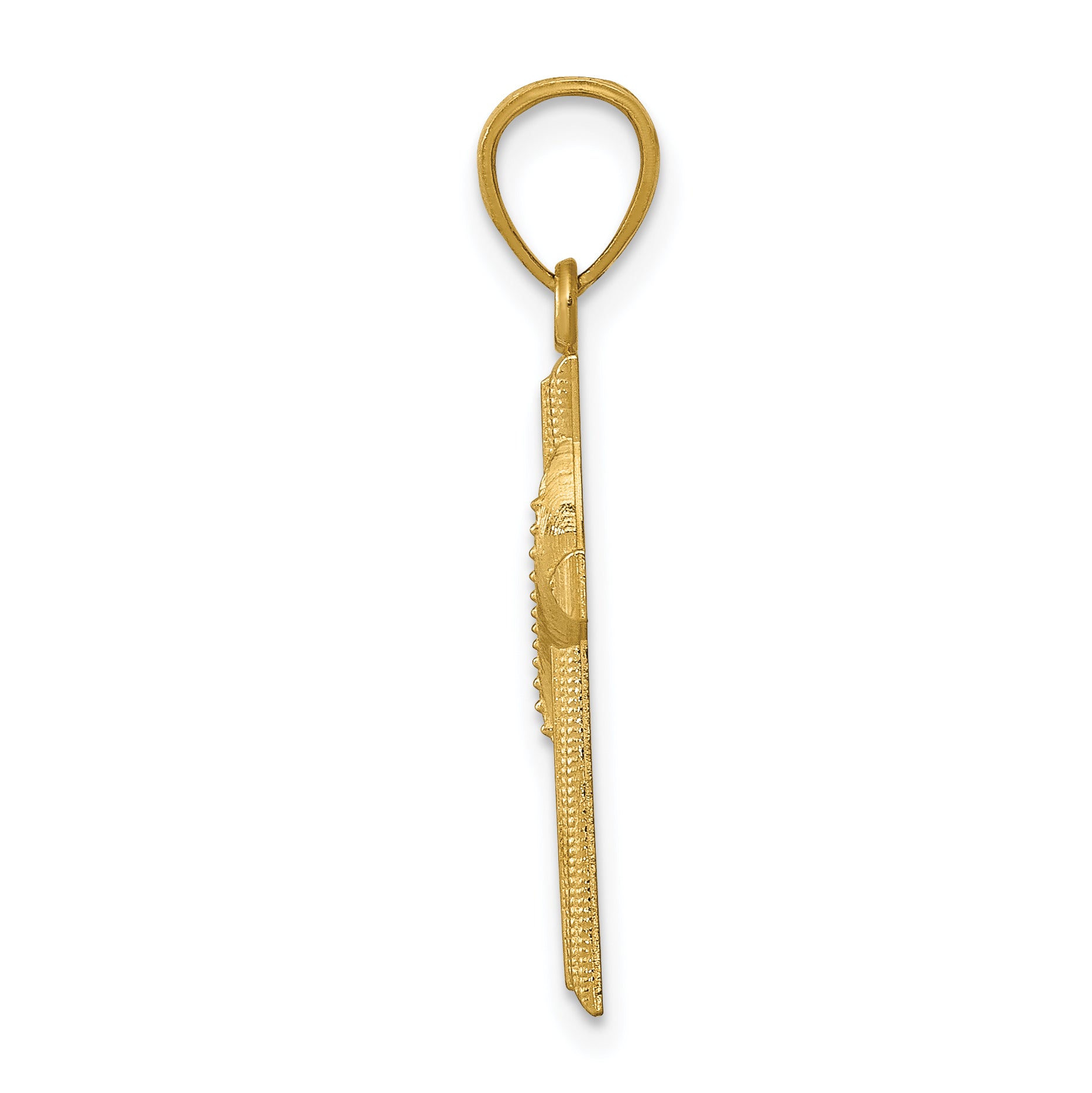 14K Gold Polished Cross Pendant with Solid Concave Design Secondary image