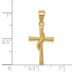 14K Gold Polished Cross Pendant with Solid Concave Design