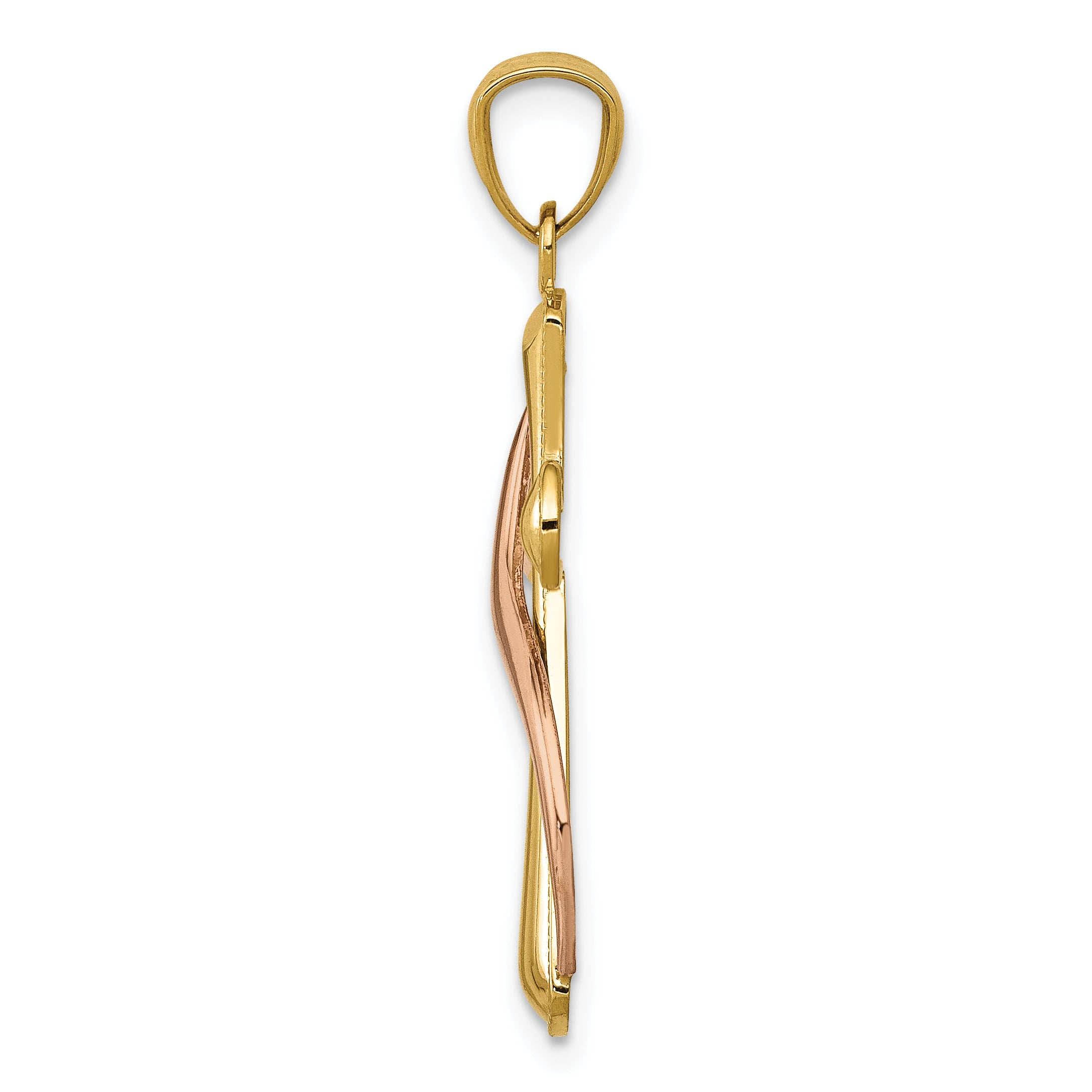 14K Two-Tone Gold Polished Cross Pendant with Drape Elegant & Solid Design Secondary image