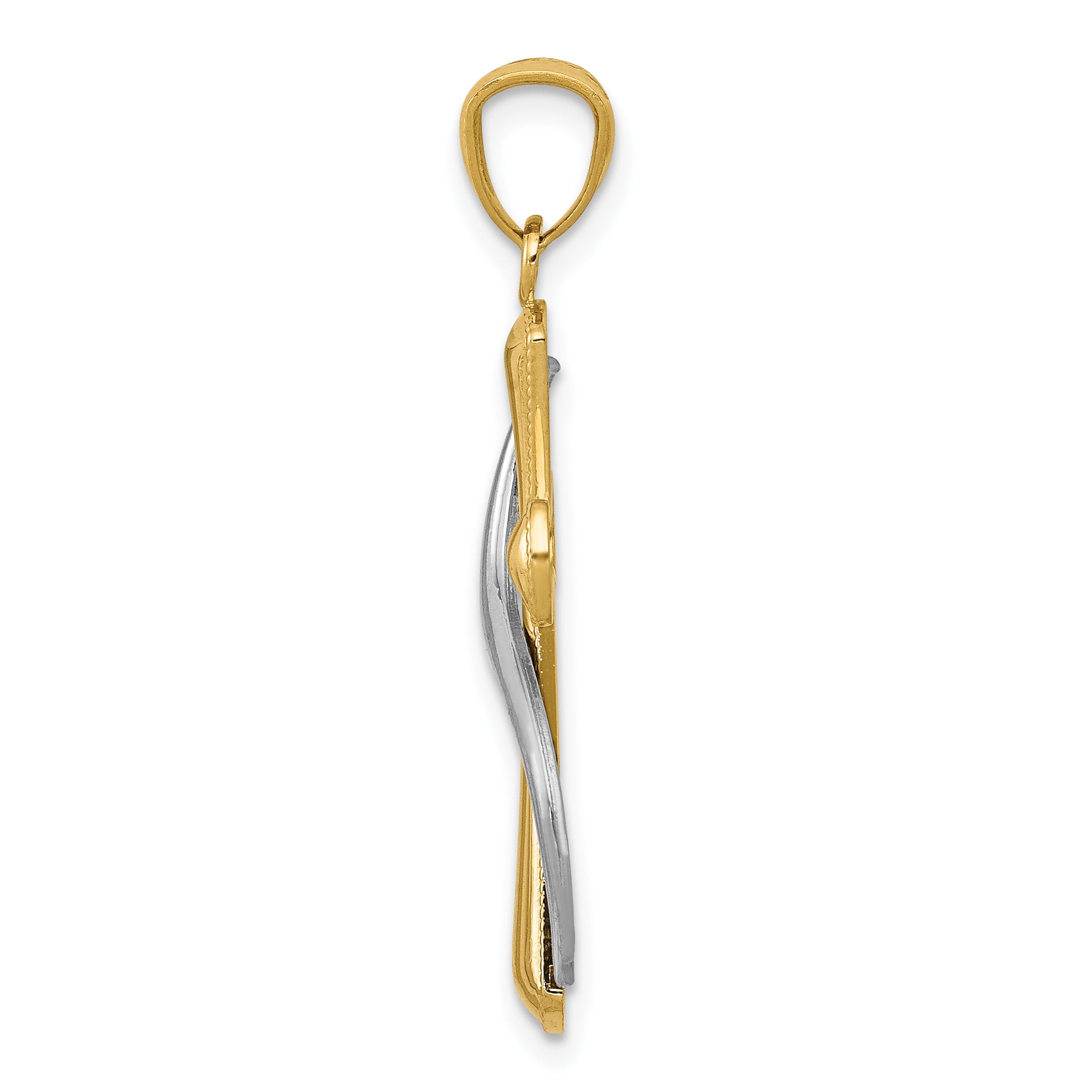 14K Two-Tone Gold Polished Cross Pendant with Drape Design Elegant Secondary image