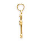 14K Gold Budded Cross Charm with Solid Cast Design Elegantly Crafted