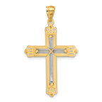 14K Two-Tone Gold Cross Pendant with Solid Cast Design 39mm