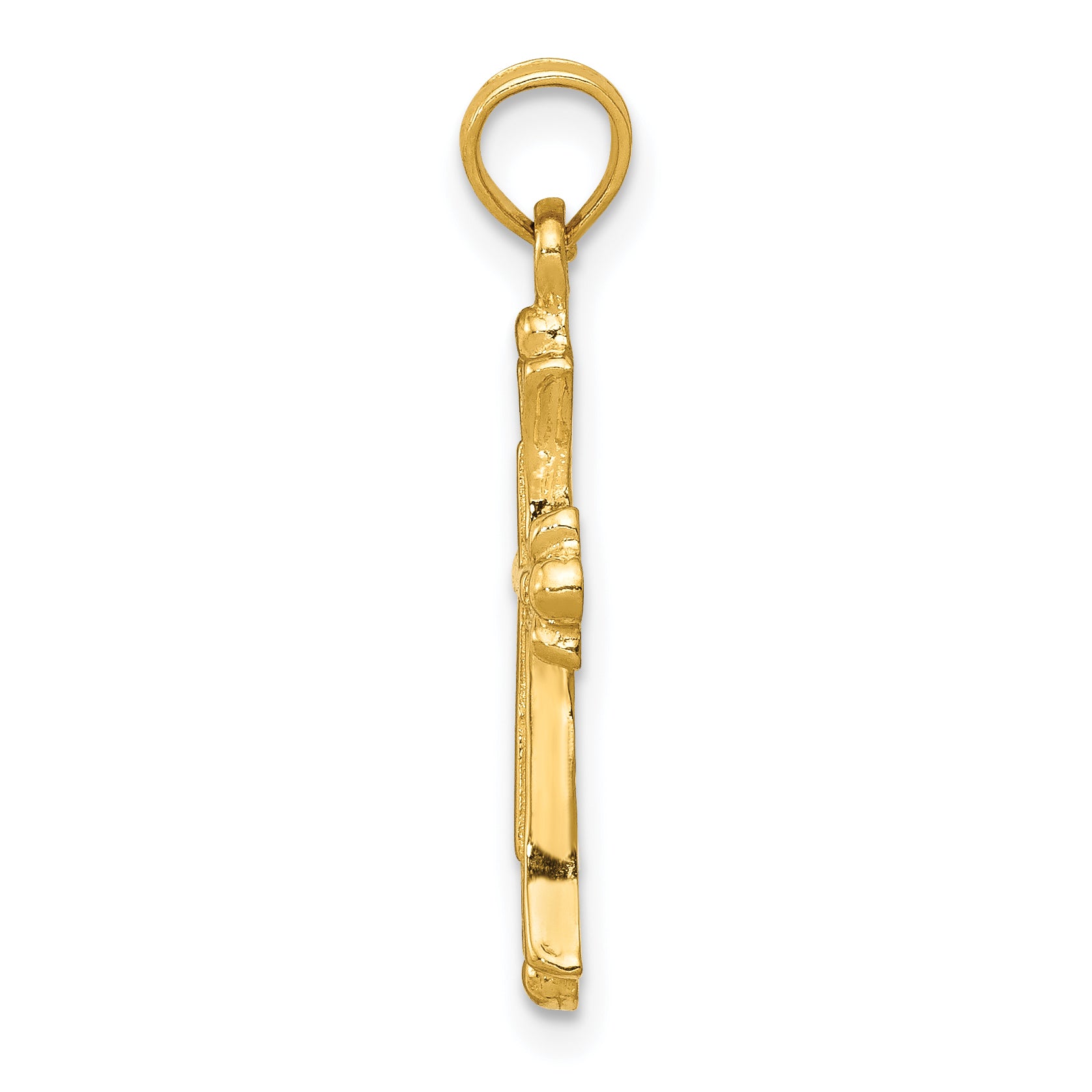 14K Gold Budded Cross Charm with Solid Flat-Back Design Secondary image