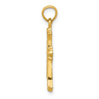 14K Gold Budded Cross Charm with Solid Flat-Back Design