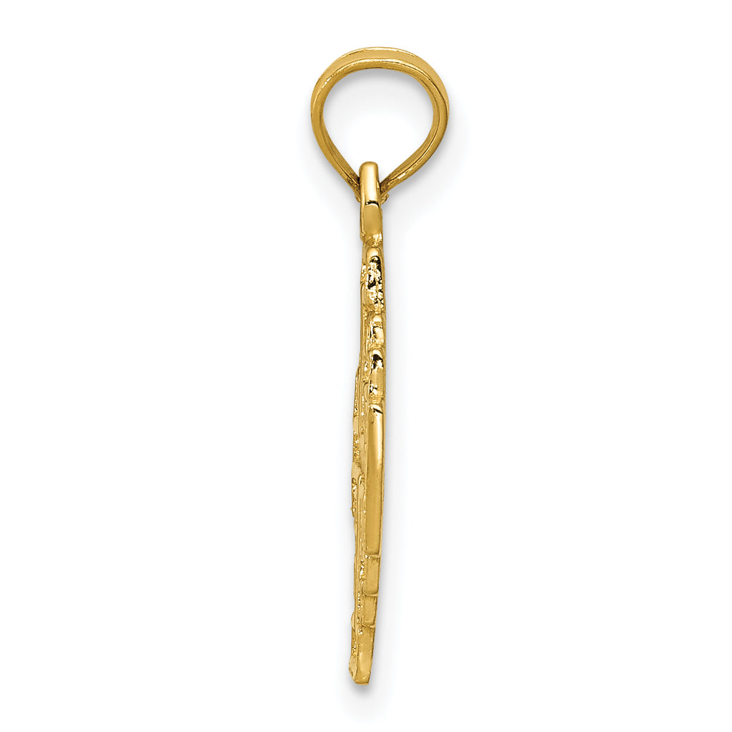 14K Gold Jerusalem Cross Pendant with Polished & Textured Finish