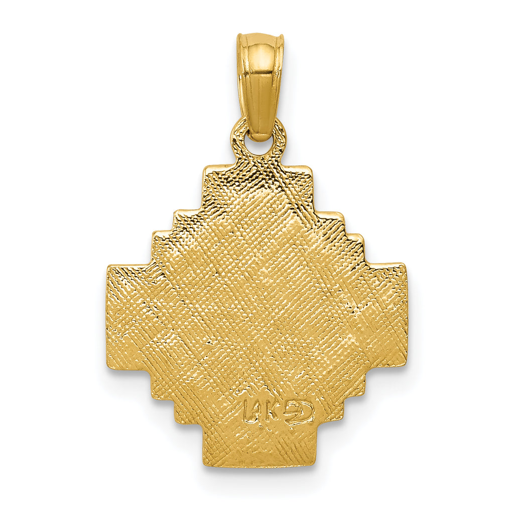 14K Gold Jerusalem Cross Pendant with Polished & Textured Finish