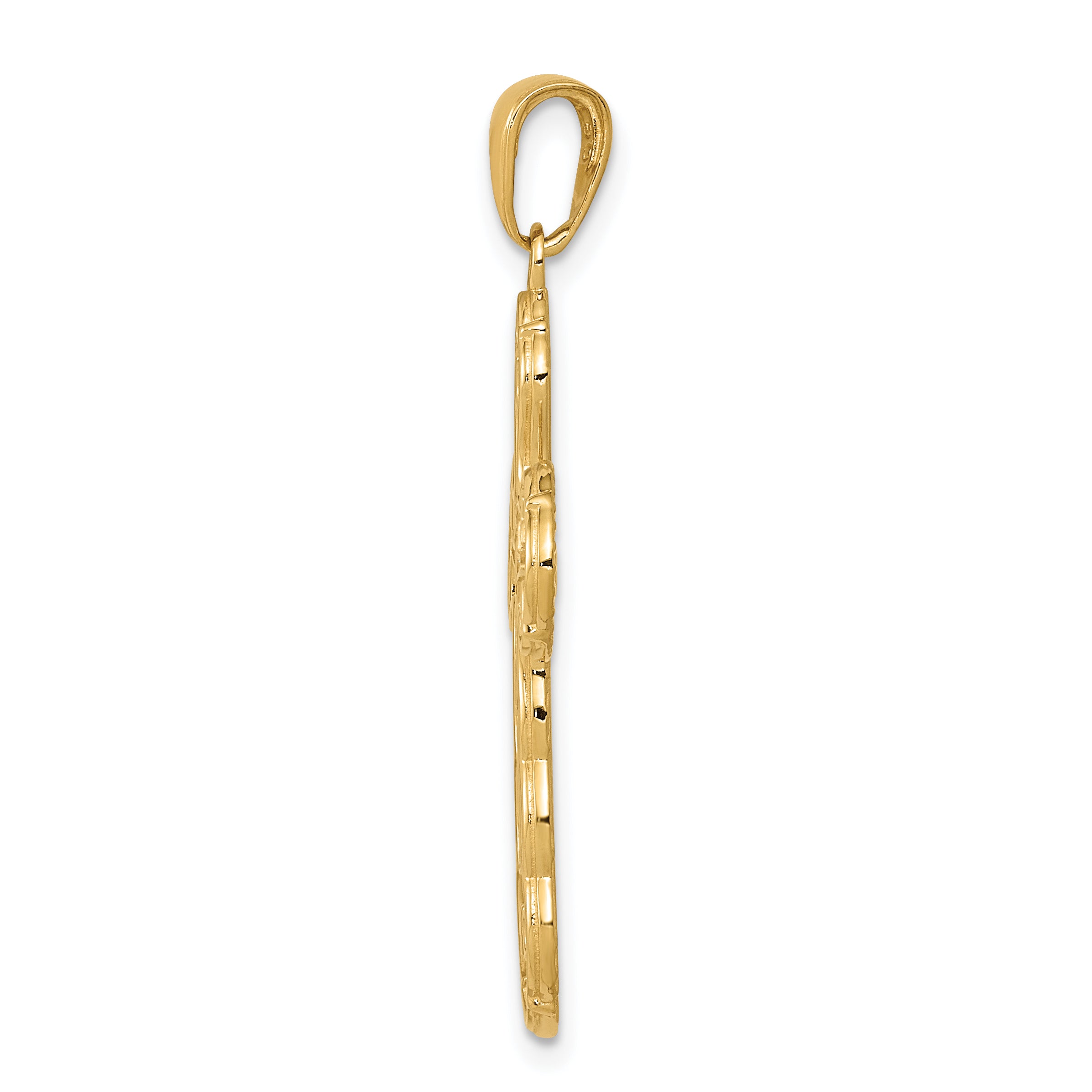 14K Gold Satin Crucifix Pendant with Polished Solid Design  Elegant & Timeless