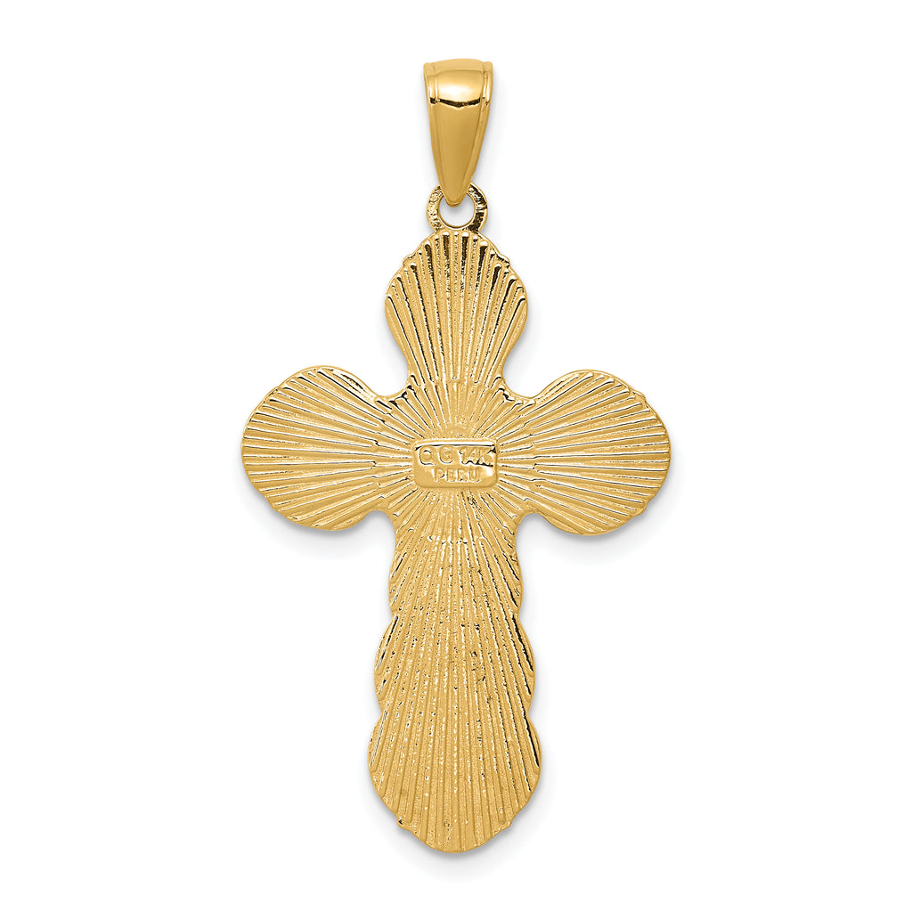 14K Gold Satin Crucifix Pendant with Polished Solid Design  Elegant & Timeless