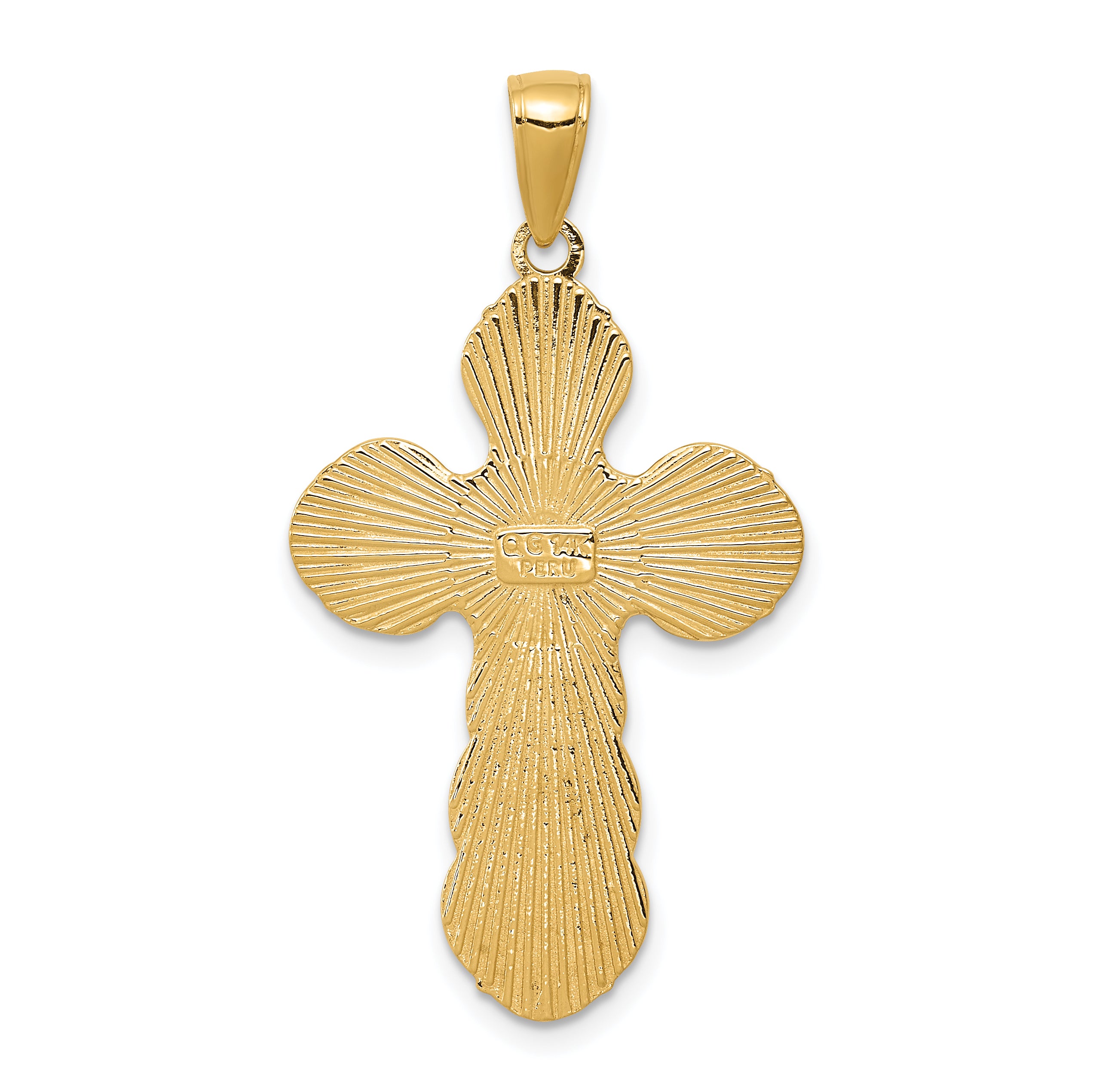 14K Gold Satin Crucifix Pendant with Polished Solid Design  Elegant & Timeless