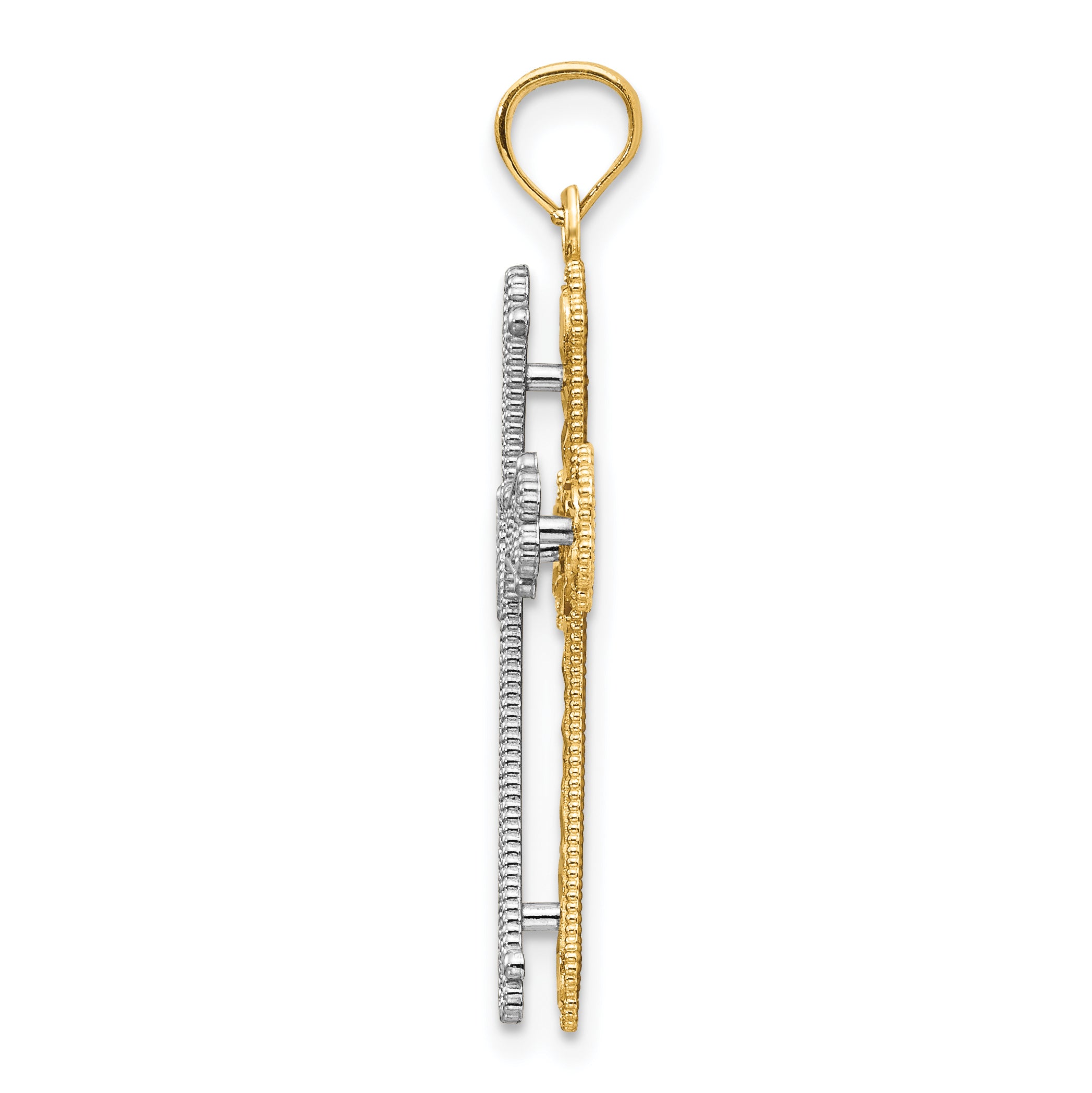 14K Two-Tone Gold Hearts Cross Pendant  Elegant, Casted Design Secondary image